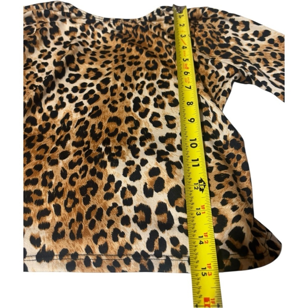 Unbranded Leopard Print Brown/Black Long Sleeve Stretchy Fitted Women's Crop Top - Picture 8 of 16